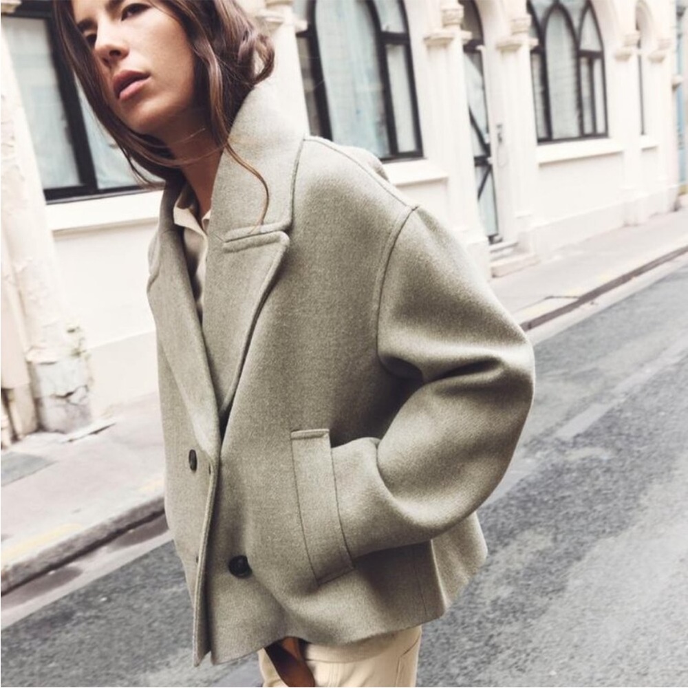 ZARA SHORT DOUBLE-BREASTED COAT XS